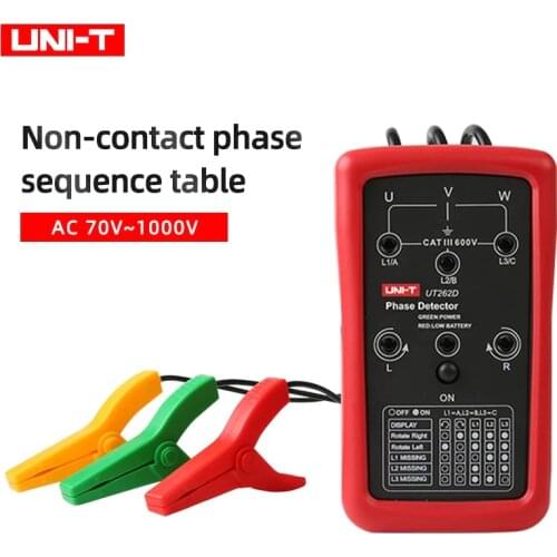 UNI-T UT262D non-contact phase sequence meter rotating lighting LED buzzer charging range: AC 70V~1000V