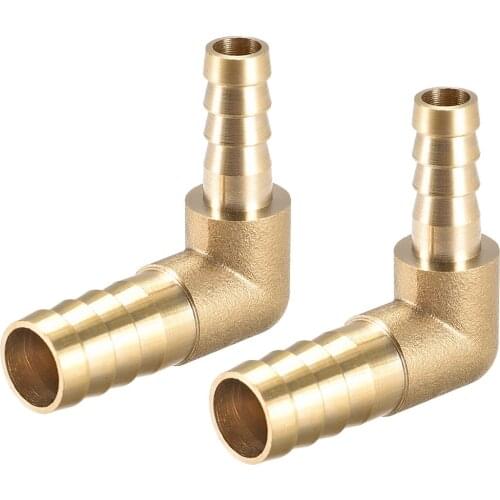 Uxcell 2pcs 12mm To 8mm Barb Brass Hose Fitting 90 Degree Elbow Pipe Connector Coupler Tubing Adapter for air, water, fuel