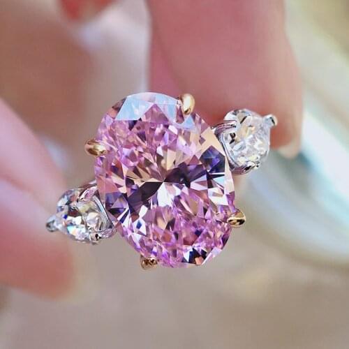 Hight Quatily Silver 925 Sterling Oval 10*14mm Citrine Pink Gemstone Engagement Rings For Women Party Fine Jewelry