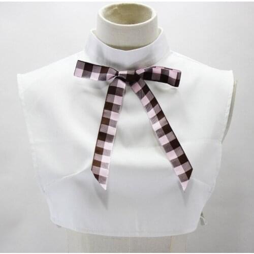 Women Bowknots White Fake Collar Girls Black Half Shirt Sweater False Collars Ladies Detachable Collar Removable Neck Tie