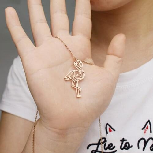 European And American Fashion New Flamingo Necklace Female Personality Temperament Stainless Steel Collarbone Chain
