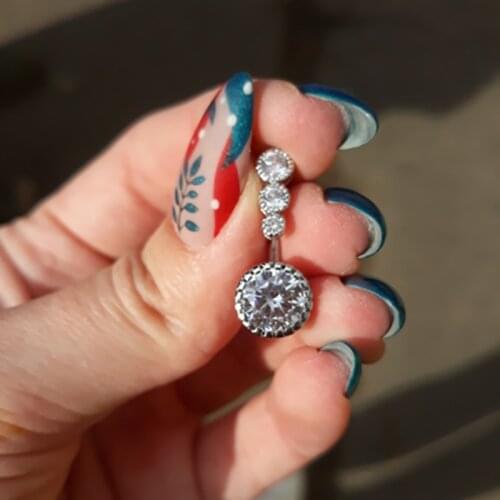 Crystal zircon belly navel bar ring piercing jewelry 925 silver for women body piercing jewelry fashion