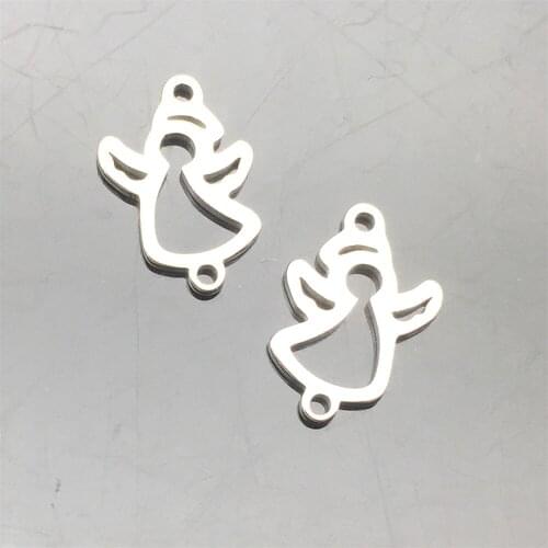 Stainless Steel Connectors 10pcs Bright Silver cherub angel Charm Fit Necklace Connector Diy Bracelet Jewelry Make Finding