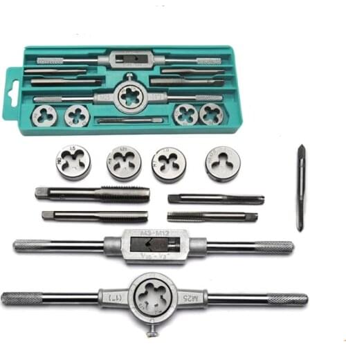 12/20PCS Zezzo® Threading Tap Die Set M3-M12 Tap Die Set Screw Thread Metric Taps Wrench Dies Kit Set Threading Hand Tools