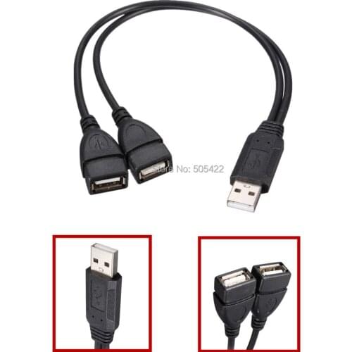 30PCS/LOT USB 2.0 A Male To 2 Dual USB Female Jack Y Splitter Hub Power Cord Adapter Cable