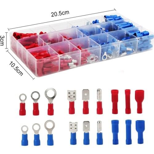 360Pcs Assorted Insulated Spade Crimp Terminal Butt Electrical Wire Cold-Pressure Terminal Set Red Blue Yellow with Box