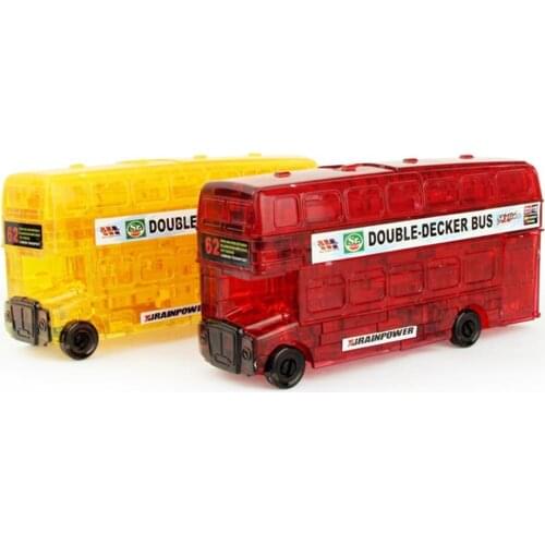3D Decker Bus Car Crystal Puzzles Model DIY Building Blocks Kids Handmade Toy Model Gift