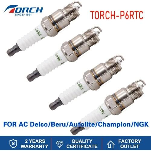 4/6pcs Car Power Spark Plugs Torch P6RTC Compatible with AC Delco CR42CFS Autolite 23 Beru 14KR-6BU Champion 400 Denso ITF20