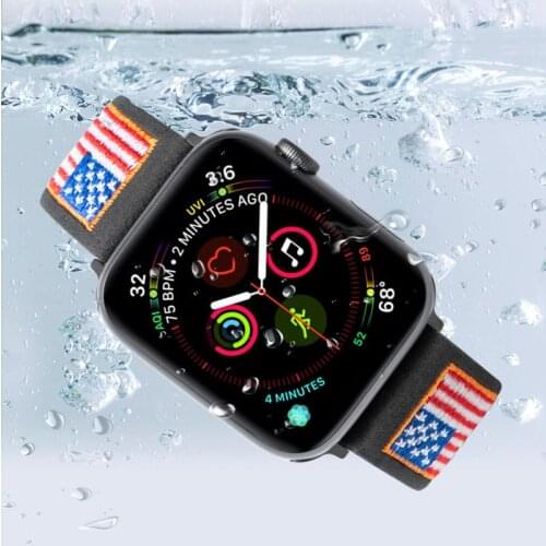 40/44mm Watchband For Apple Watch Series 5 4 Leather Embroidered Strap Watch Band for Series 2 3 38mm 42mm Bracelet Wrist Strap