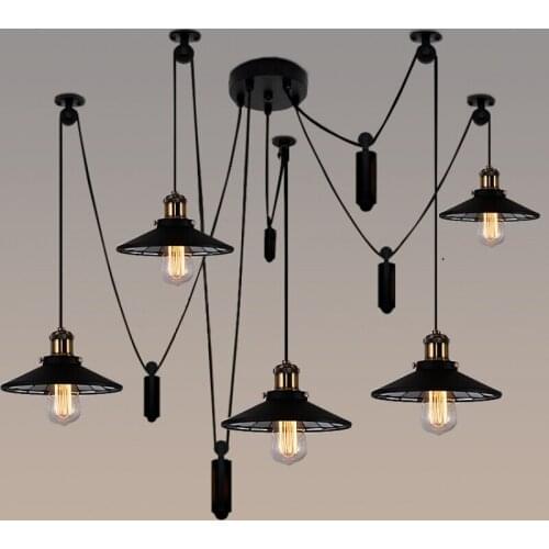5/6 legs Novelty spider lamp Bar Loft Retro Industrial light American Style pulley Lift pendant lights lifting Pendant Lamp