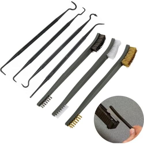 7Pcs Cleaning Kits Dual Double Head Wire Brush + Hook Set Bushcraft Gadget clean tool Universal Gun Hunting Accessory