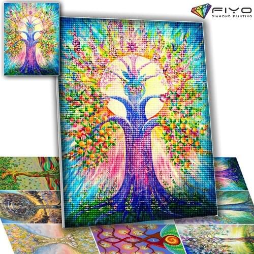Tree Scenery DIY 5D Diamond Painting Full Drill Mosaic Landscape Diamond Embroidery Picture of Rhinestone Home Decoration Art