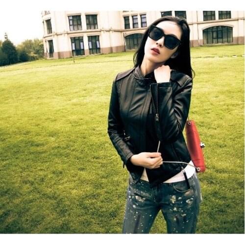 Shipping,wholesales Genuine Free leather woman slim coat.fashion biker Asian size sheepskin jacket Brand Suede 72.22 dollar