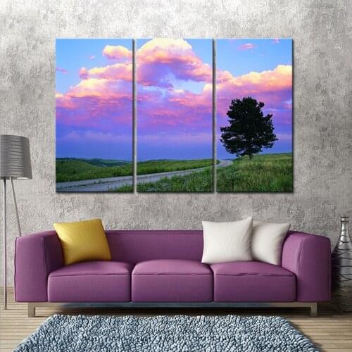 Unframed 3 Piece The Setting Sun and Prairie Modern Home Wall Decor Canvas Picture Art HD Print Painting On Canvas Artwork