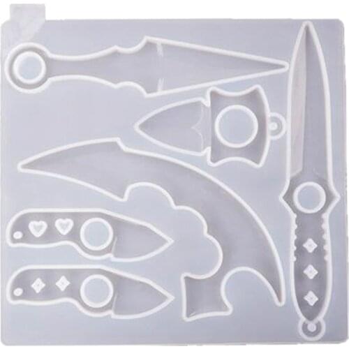 Keychain Silicone Mold Self-Defence Key Chain Resin Mold Crystal Epoxy Resin Mold Knife Shape for DIY