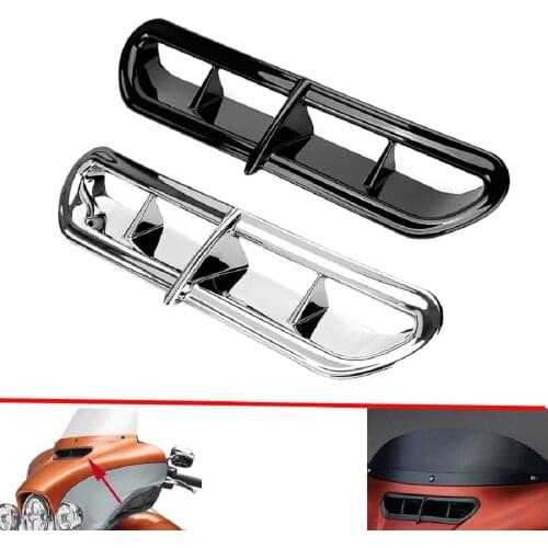 Black/Silver Motorcycle Front Plastic Fairing Vent Accent for Harley Electra Street Glides Tri-Glide Trikes 2014-2017