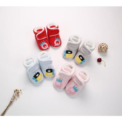 Baby shoes 0-1 year old walking cotton shoes warm in autumn and winter new plush and thickened Soft Sole Baby cotton shoes