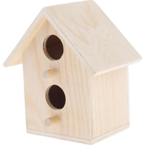 Wooden Cabin House Hut Outdoor Indoor Home Ornament for Pet Bird Parrots