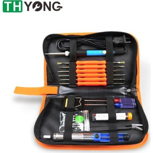Adjustable Temperature Electric Soldering Iron Kit 220V/110V Ceramic Heater Solder Tips Welding Repair Tool Desoldering Pump