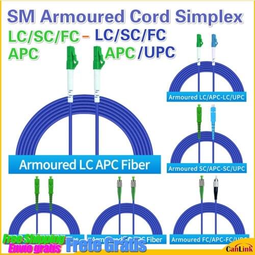 Stock Ready All-Here SM Armoured 3M LC/SC/FC APC - LC/SC/FC APC UPC FTTH Single-Mode Fiber Optic Patch Cord Jumper 3.0mm