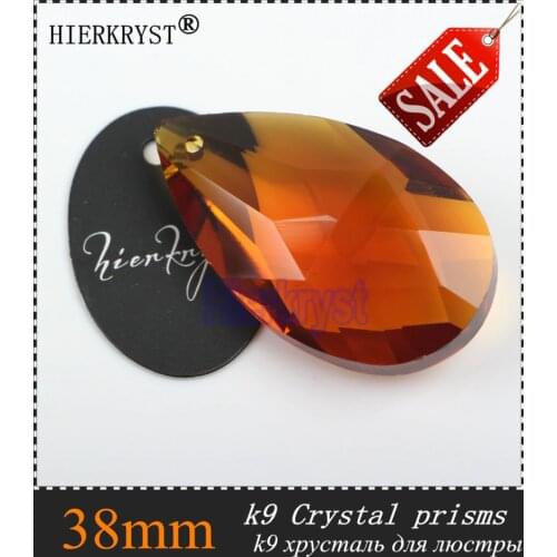HIERKYST 1 pc K9 Glass Crystal Prisms Pendants Chandeliers Parts Lustres Rainbow Lamp Lighting Hang Drops Brown 38mm #2278-4