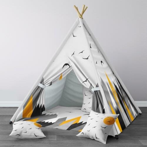 Play Tent for Kids Wigwam Portable Indoor Playground Tents Children Bedrooms Gray Mountain Seagull Sun Model 1366