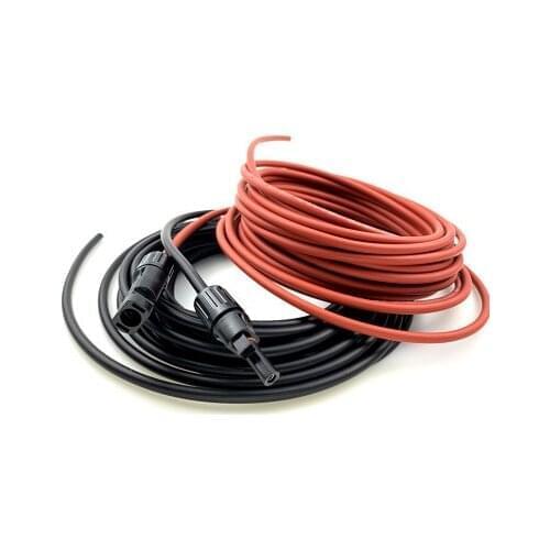 PV cable 6mm² 10AWG 1pair of Red and Black Solar cable with male female connector high quality copper wire Free shipping