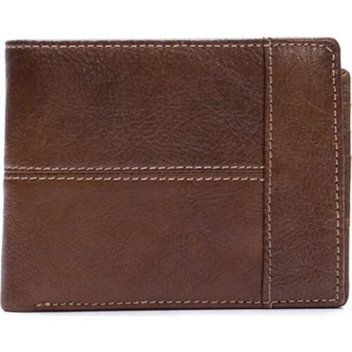High Quality Genuine Leather Short Wallet Vintage Coin Cash Thin Pocket ID/Credit Card Holder Money Cowhide Men Bifold Purse