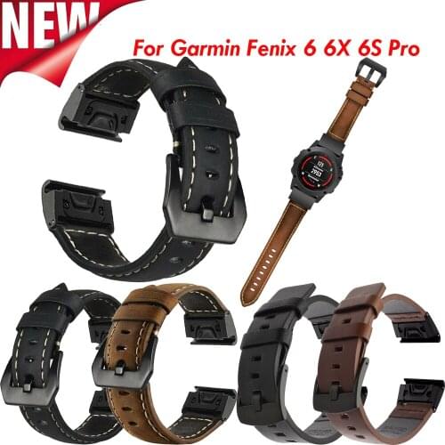 Leather Watch Band Strap For Garmin Fenix 5S 6S 5X 6X Quick Fit Strap Fenix 3 3HR MK1 5 Plus 6 Pro Forerunner 935 945 Pulsera