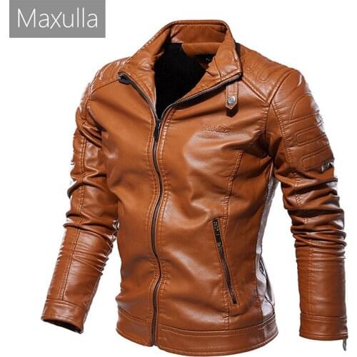 Maxulla Mens PU Jacket Fashion Mens Biker Punk Motorcycle Jackets Casual Faux Leather Coats Fleece Warm Bomer jackets Clothing