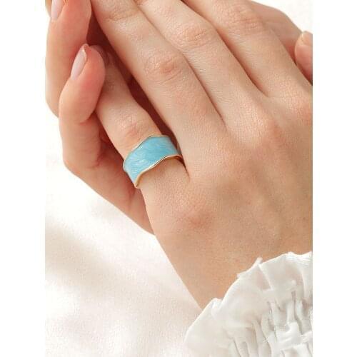 Trendy Jewellery Women Irregular Colored Wide Band Ring New Fashion Enameled Statement Ring