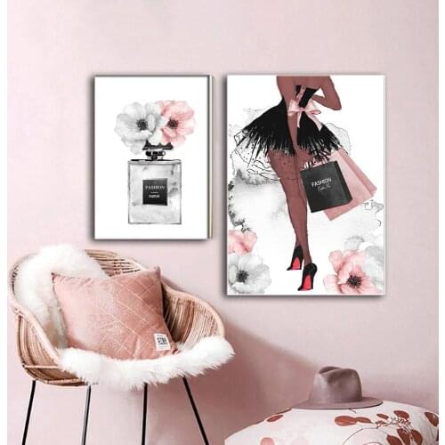 Fashion perfume bottle wall art decoration diamond painting flower cross stitch embroidery fashion wall picture handmade mosaic