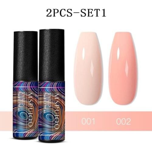 MSRUIOO 2/6PCS Glitter Nail Gel Polish S et Glitter Sequin Varnish Semi Permanent Soak Off UV Led Gel With Base Top Coat