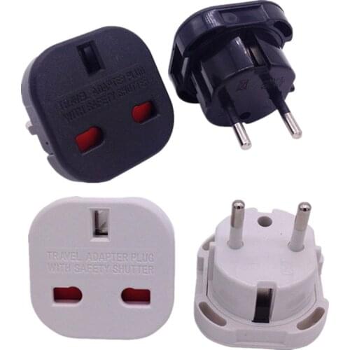 1PCS Black/White 2 PiN Wall Plug Socket UK TO EU EUROPE EUROPEAN UNiVERSAL TRAVEL CHARGER ADAPTER PLUG CONVERTER