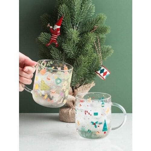 Christmas glass household milk cup high borosilicate heat-resistant water cup handy cup coffee mug animal flower tea cup CL90706