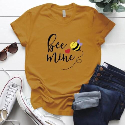 S-5xl Kawaii Cute Bee Print Graphic T Shirts Femme Short Sleeve O Neck Plus Size Polwester Woman Tshirts Tops Mulher Camisetas