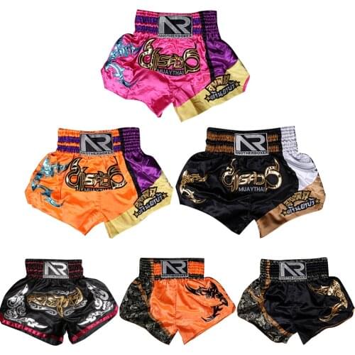 Kick Boxing Short Embroidery Women Muay Thai Shorts Men Kids Free Combat Games Fight Martial Arts Sanda Training Match MMA Pants