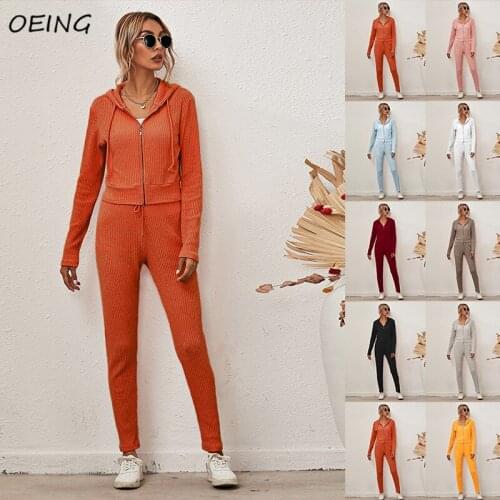 Exercise Women Tracksuit 2 Piece Sets Outfits Zip Up Hoodie and Pants Winter Sport Wear Jogging Sweat Suits