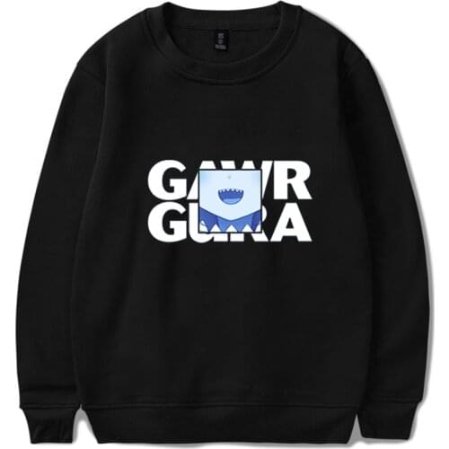 Gawr Gura Little Shark O-neck Sweatshirt Harajuku Streetwear Cool Hoodie Japanese Stylish Outwear Round Collar Pullover Tops
