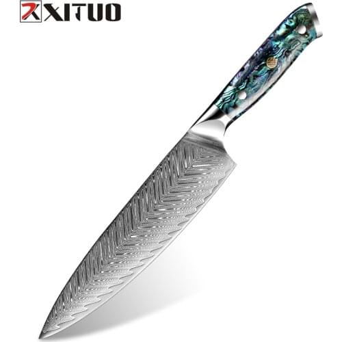 XITUO VG10 Japanese Damascus Steel Chef Knife Kitchen Knives Sharp Professional Cleaver Utitlty Knife Abalone Shell Handle Best