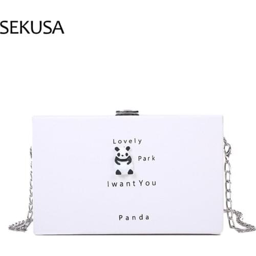 White Plastic Bear Women Evening Bags Flap Design Letter Fashion Female Day Clutch Retro Lady Messenger
