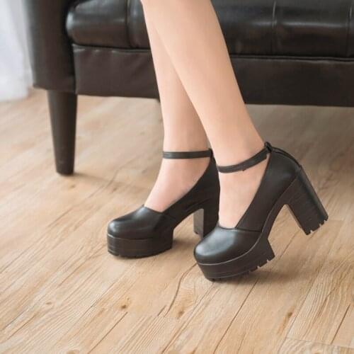 Womens Spring Heel Shoes Solid Ankle Buckle Comfortable thick sol increased non-slip wear resistance Wild Dating Shoes U22-99e