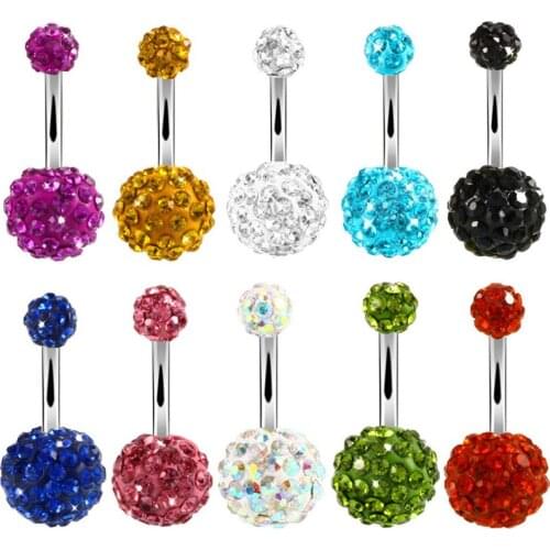 1PC 14G Surgical Steel Belly Button Rings Shambala Earrings Rhinestone Body Piercing Jewelry For Women Piercing Navel