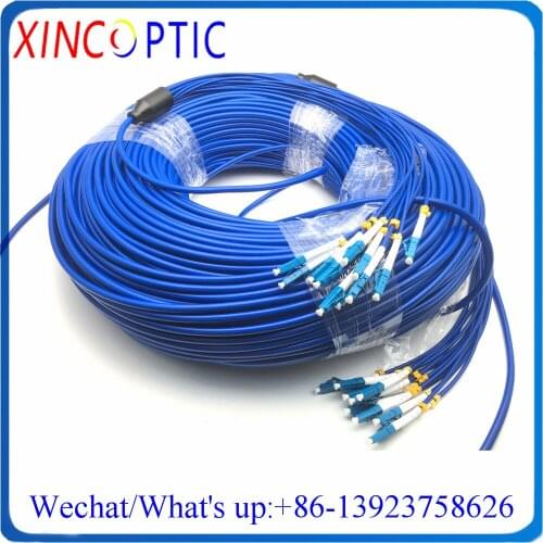 100Mtrs 12Core Singlemode CRIP Armored Patch Cord 12C 100M SM PVC Blue Jacket SC LC FC ST 12Strands Optic Jumper Cable Connector