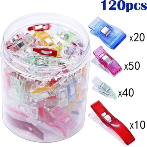120pcs Multicolor Sewing Clips Plastic + Metal For Sewing Quilts Crafts Binding Papers Hand Crafts Garment Clips