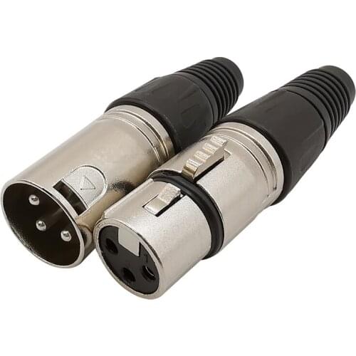 2Pcs 3 Pin XLR Plug Cable Connector XLR Male and Female Jack Audio Microphone Mic Solder Type Connectors