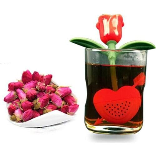2pcs/set New Rose Shape Romantic Tea Infuser Tea Strainer Tea Bag Valentines Day Teaware Drinking Tool Kitchen Accessories