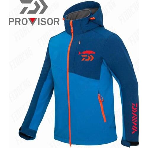 2021 Daiwa Spring Soft Shell Hiking Jackets Outdoor Camping Trekking Fishing Hooded Coat Waterproof Thermal Fleece Jacket