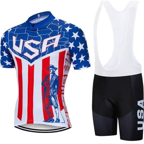 2021 USA Cycling Set MTB Jersey Bike Wear Shorts Suit Ropa Ciclismo Mens Summer Breathable Bicycle Clothes Maillot Culotte