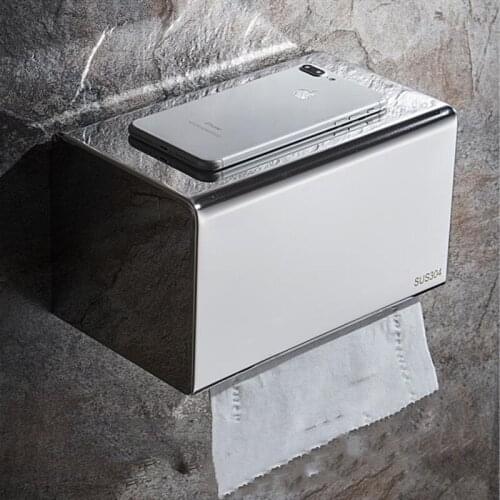304 Stainless Steel Paper Holeder Bathroom Waterproof Paper Towel Holder Toilet Wall Hanging Roll Holder Free Punch